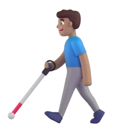 Man with white cane: medium skin tone animated emoji