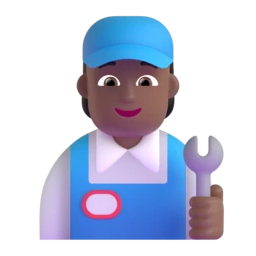 Mechanic: medium-dark skin tone animated emoji