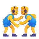 Men wrestling 3D animated emoji