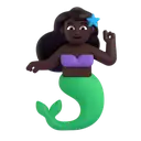 Mermaid: dark skin tone 3D animated emoji