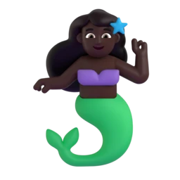 Mermaid: dark skin tone animated emoji