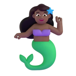 Mermaid: medium-dark skin tone animated emoji