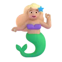 Mermaid: medium-light skin tone 3D animated emoji