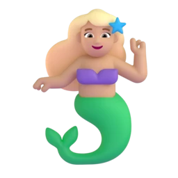 Mermaid: medium-light skin tone animated emoji