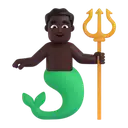 Merman: dark skin tone 3D animated emoji