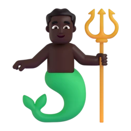 Merman: dark skin tone animated emoji