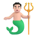 Merman: light skin tone 3D animated emoji