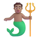Merman: medium skin tone 3D animated emoji