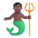 Merman: medium-dark skin tone 3D animated emoji