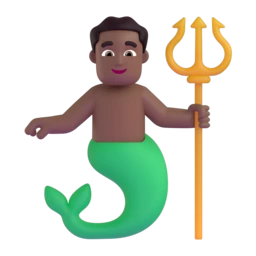 Merman: medium-dark skin tone animated emoji