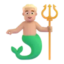 Merman: medium-light skin tone 3D animated emoji