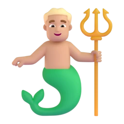 Merman: medium-light skin tone animated emoji