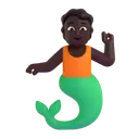 Merperson: dark skin tone 3D animated emoji