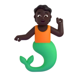 Merperson: dark skin tone animated emoji