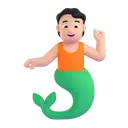 Merperson: light skin tone 3D animated emoji