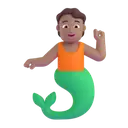 Merperson: medium skin tone 3D animated emoji