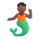 Merperson: medium-dark skin tone 3D animated emoji