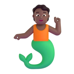 Merperson: medium-dark skin tone animated emoji