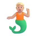 Merperson: medium-light skin tone 3D animated emoji