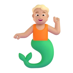 Merperson: medium-light skin tone animated emoji