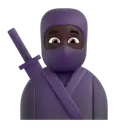 Ninja: dark skin tone 3D animated emoji