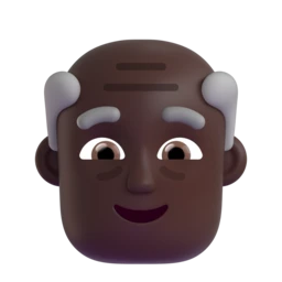Old man: dark skin tone animated emoji
