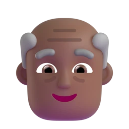 Old man: medium-dark skin tone animated emoji