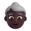 Old woman: dark skin tone 3D animated emoji