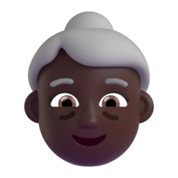 Old woman: dark skin tone animated emoji
