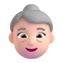 Old woman: light skin tone 3D animated emoji