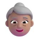 Old woman: medium skin tone 3D animated emoji