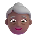 Old woman: medium-dark skin tone 3D animated emoji