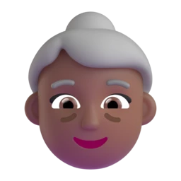 Old woman: medium-dark skin tone animated emoji