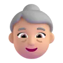 Old woman: medium-light skin tone 3D animated emoji
