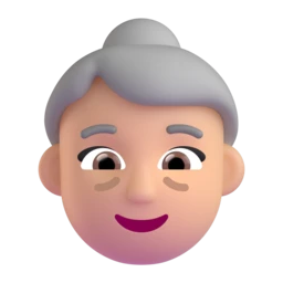 Old woman: medium-light skin tone animated emoji