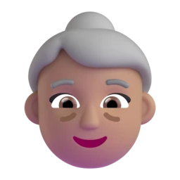 Old woman: medium skin tone animated emoji