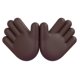 Open hands: dark skin tone animated emoji