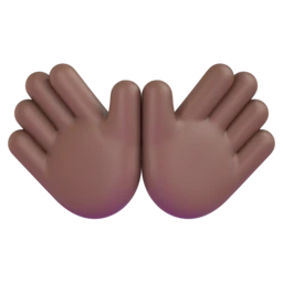 Open hands: medium-dark skin tone animated emoji