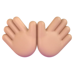 Open hands: medium-light skin tone animated emoji
