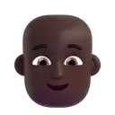 Person: bald: dark skin tone 3D animated emoji