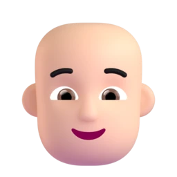 Person: bald: light skin tone animated emoji