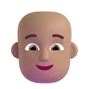 Person: bald: medium skin tone 3D animated emoji