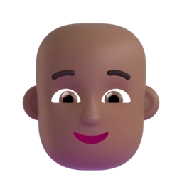 Person: bald: medium-dark skin tone animated emoji