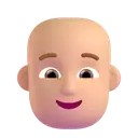 Person: bald: medium-light skin tone 3D animated emoji