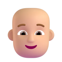 Person: bald: medium-light skin tone animated emoji