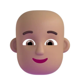 Person: bald: medium skin tone animated emoji
