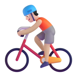 Person biking: light skin tone animated emoji