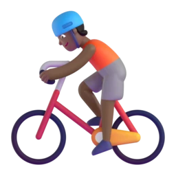 Person biking: medium-dark skin tone animated emoji