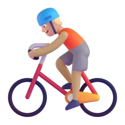 Person biking: medium-light skin tone animated emoji