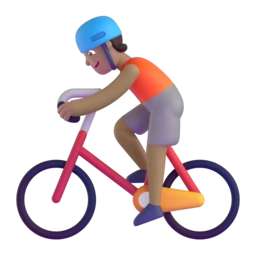 Person biking: medium skin tone animated emoji